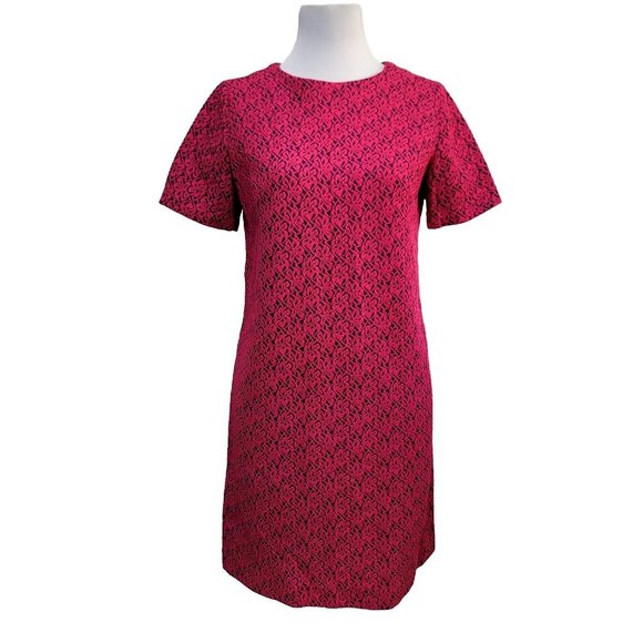 Vintage 60s 70s M/L Handmade Double Knit Polyester Floral Brocade Sheath Dress‎ - Picture 1 of 8